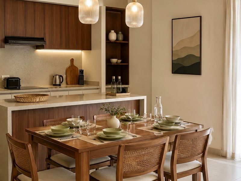 Dining & kitchen: A fully equipped kitchen and table for six.